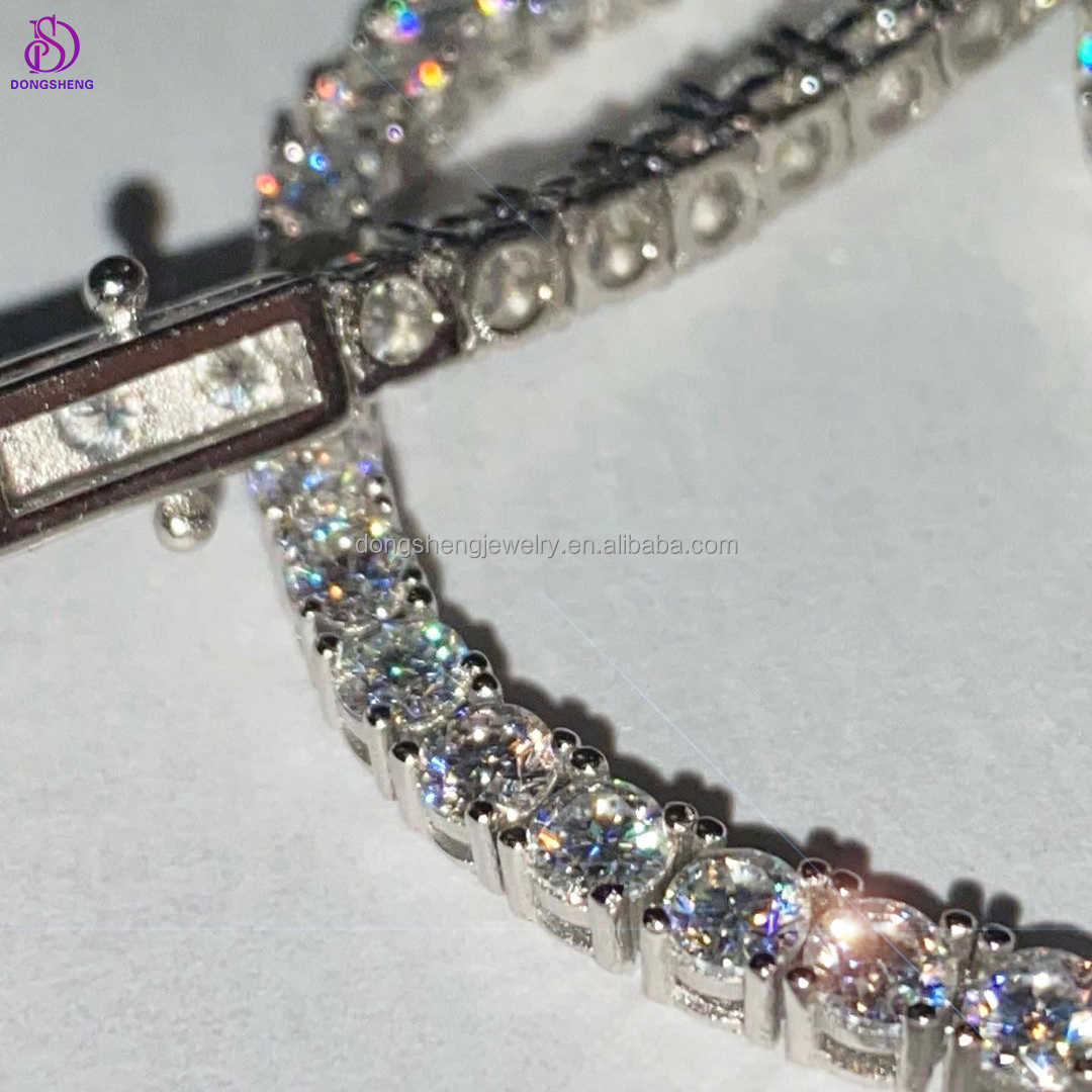 Pass Diamond Tester Fine Jewelry necklaces 5mm Iced Out 925 Silver Bling Diamond VVS Moissanite Tennis Chain for Mens