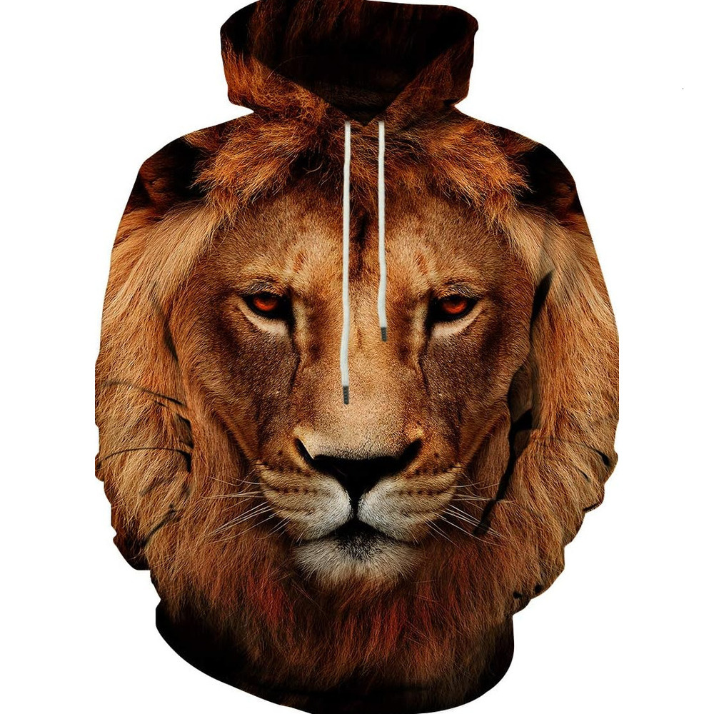Hoodie for Mens Womens lion Unisex Graphic Print Hoodies 3D Colorful Novelty Design Long Sleeve Sweaters with Pocket Graphic Fashionable and cool