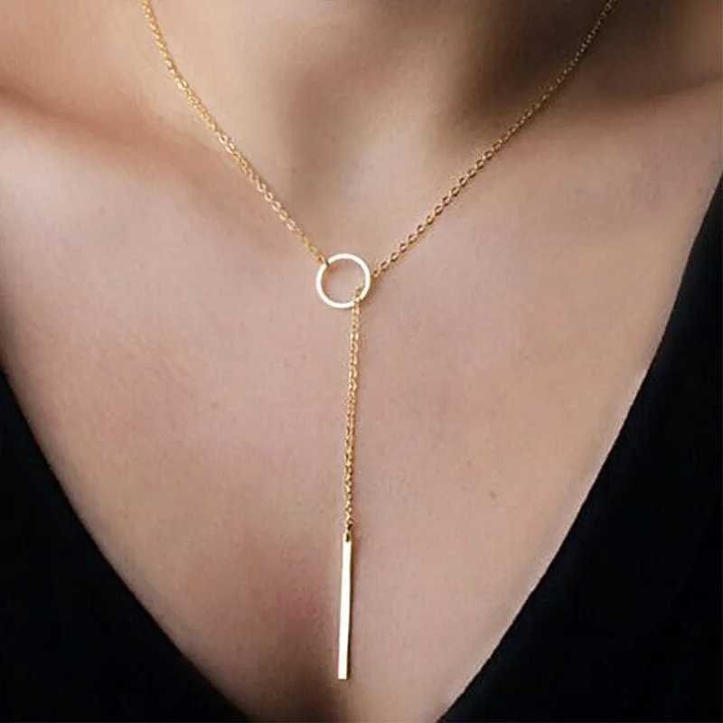 NK547 Punk Jewelry Minimalist Small Dainty Collier Unique Round Bar Pendant Mini Necklace X241106