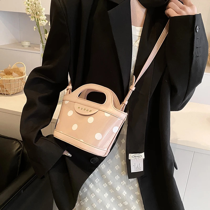 Dots Womens Bucket Bag PU Leather Clutch Handbag Womens Small Shoulder Cross Body Bag Summer 241105