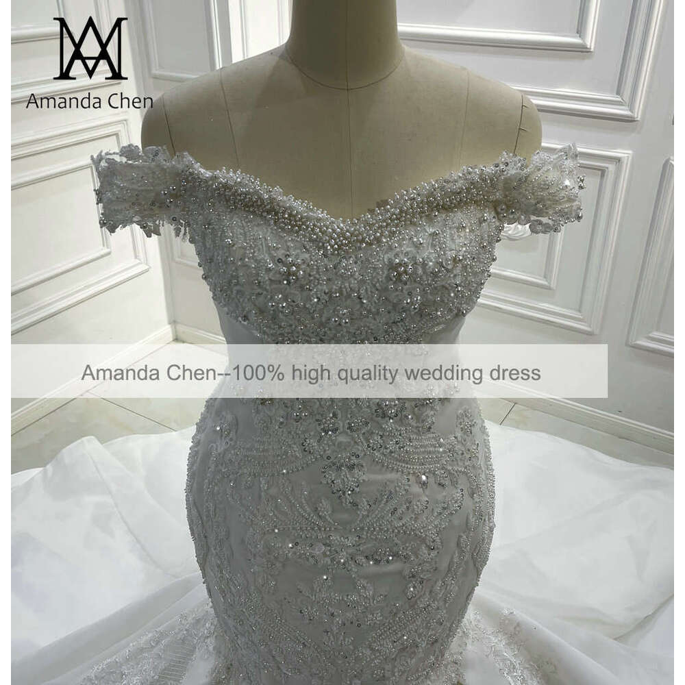 Off Shoulder Beaded Mermaid Wedding Dress