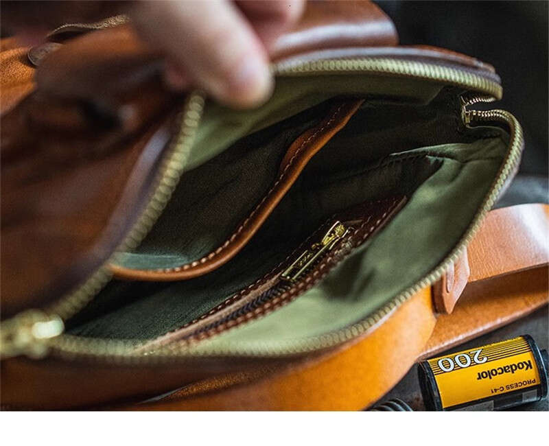 Organizers Designers Handmade Genuine Leather Men's Messenger Leisure Retro Real Cowhide Multi-Pocket Shoulder Bag