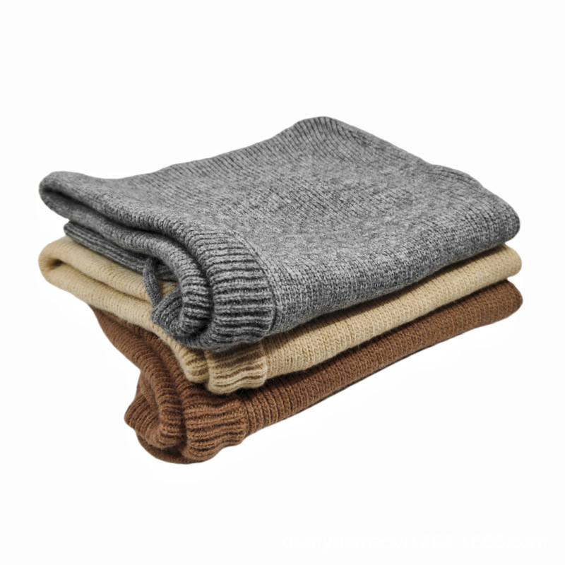 High quality design, men and women Winter drawstring hooded looks big head circumference gray knit women's woolen hat