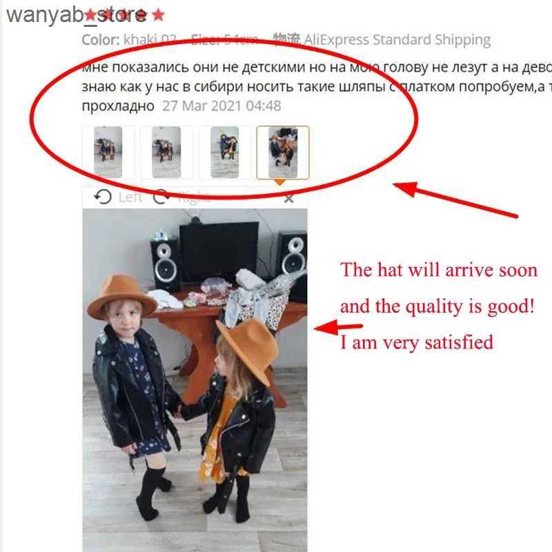 Wide Brim Hats Bucket Hats Kids Hat Girl 52cm Small Child Felt White Black Winter Hat Casual Dress Boy Girls Child Fedora Winter Hat Sombrero Panama H