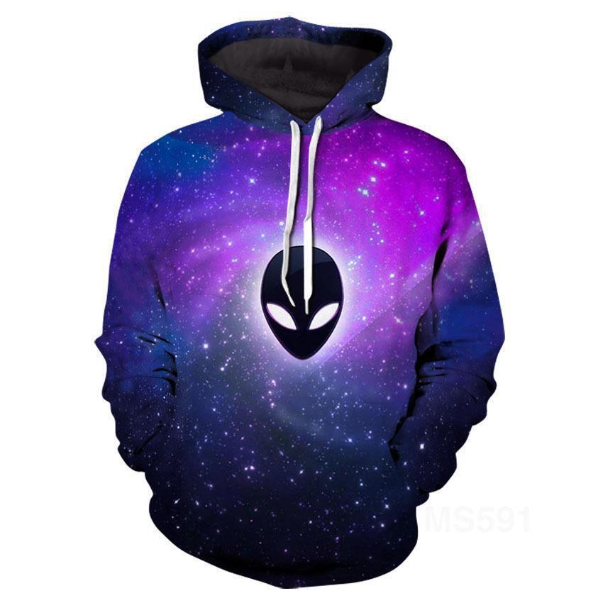 Glowing Wolf Unicorn Digital Printed Hooded Sweater Couple Hoodie Sports Baseball Drop Shoulder Hoodies Graphic Hoodies
