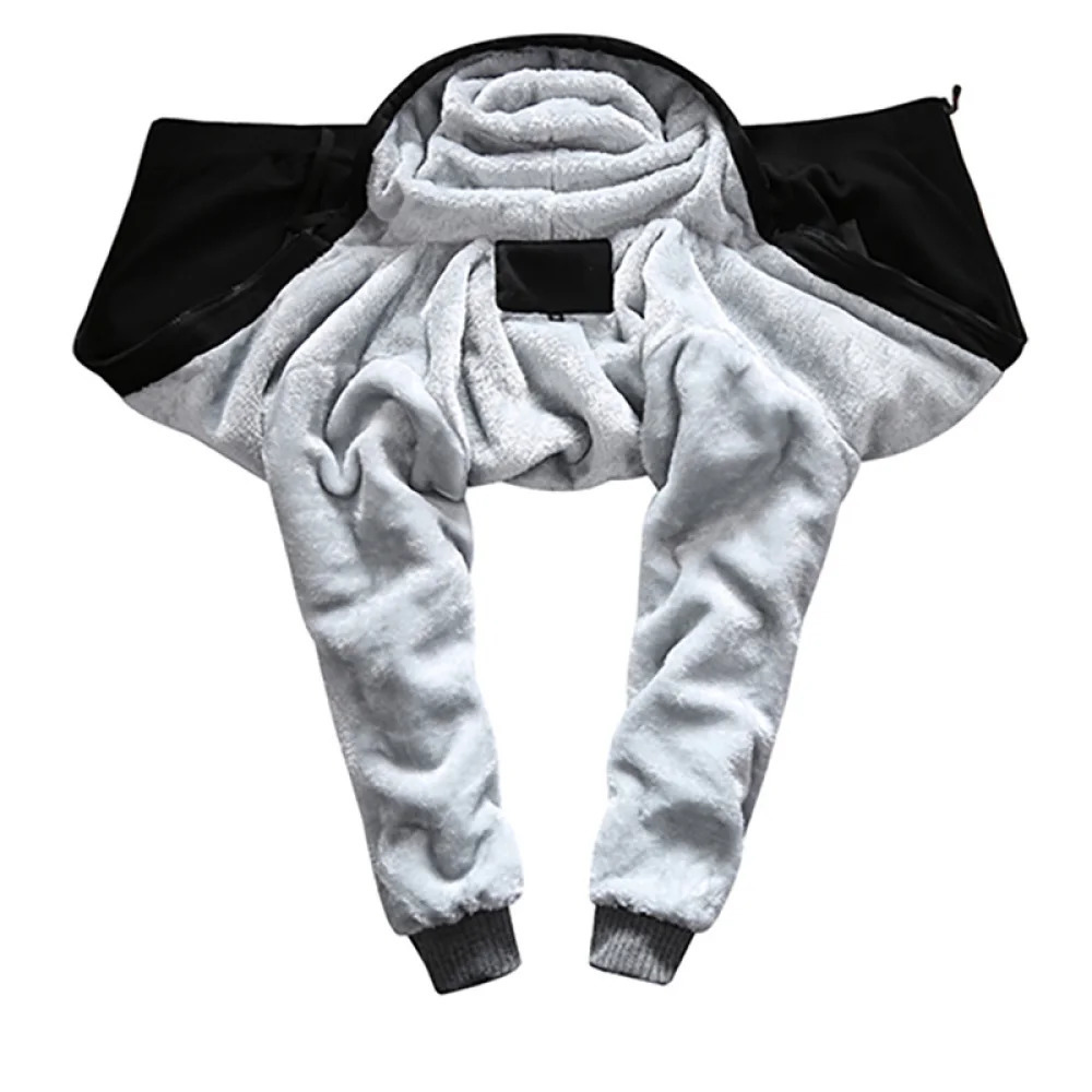 Men Winter Tracksuit Sets Thick Warm Jacket Zipper Hooded Sweatshirt CoatPants Sportswear Casual Fleece Outwear Hoody 241106