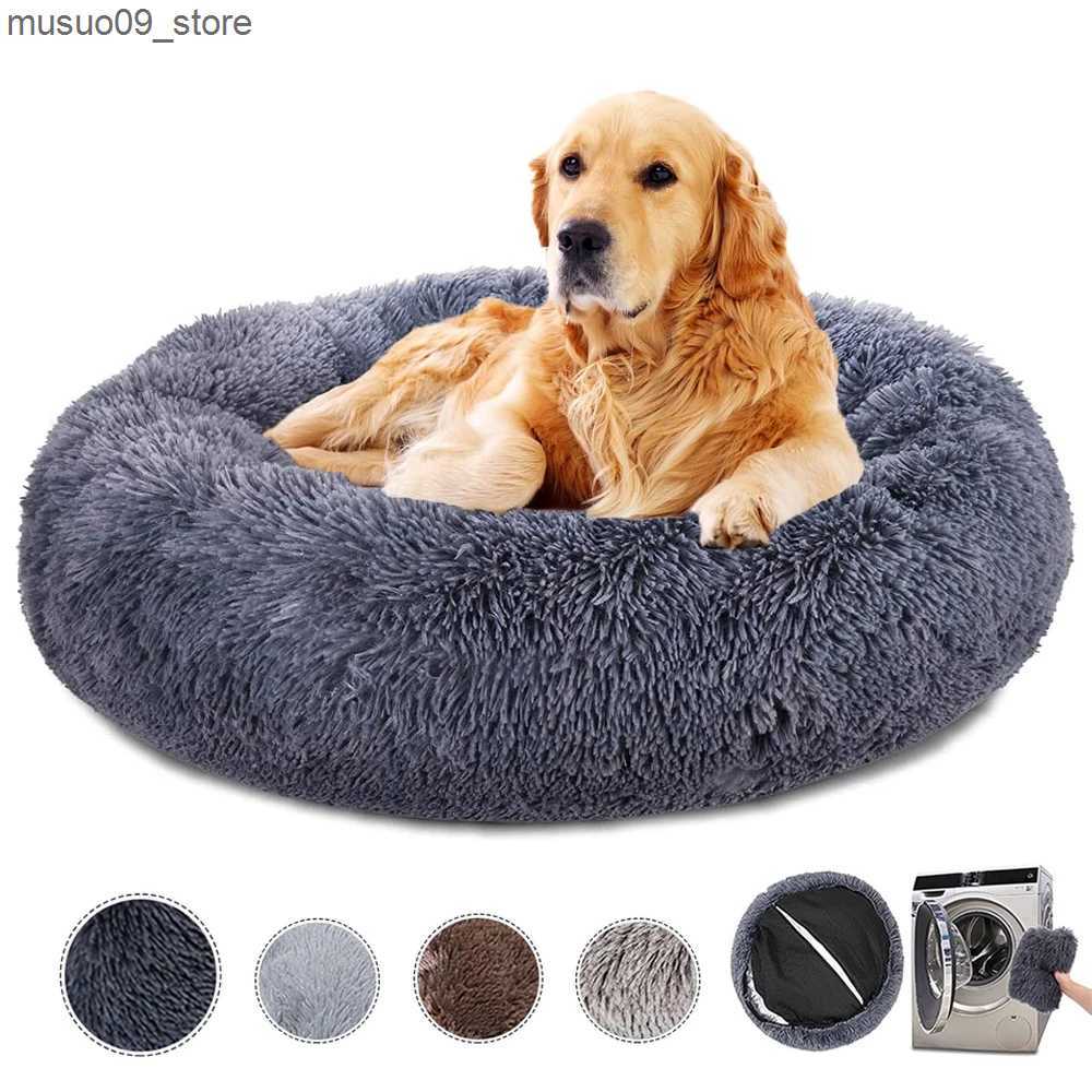 kennels pens Circular detachable pet bed plush large dog bed warm and fluffy dog cushion in winter cat bed super soft sleeping small dog nest L240910