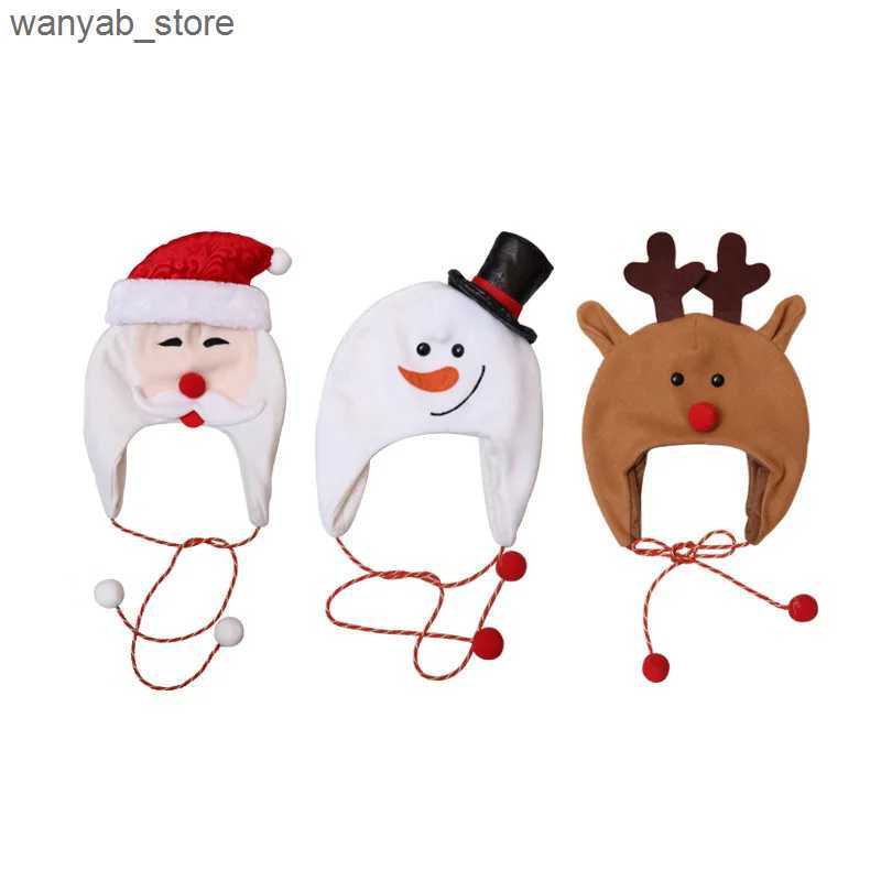 Wide Brim Hats Bucket Hats 2023 Christmas Hat Christmas Tree Hat Decoration Adult Childrens Hat Childrens Brushed Cloth Long Rope Cartoon Snowman Elk 