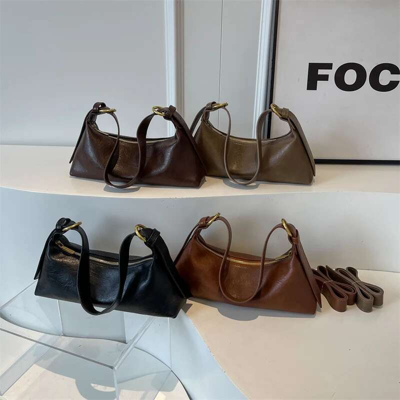 Designer Bag LEFTSIDE Design Small PU Leahter Underarm Bags For Women 2024 Winter Fashion Designer Females Shoulder Bag Handbags And Purses