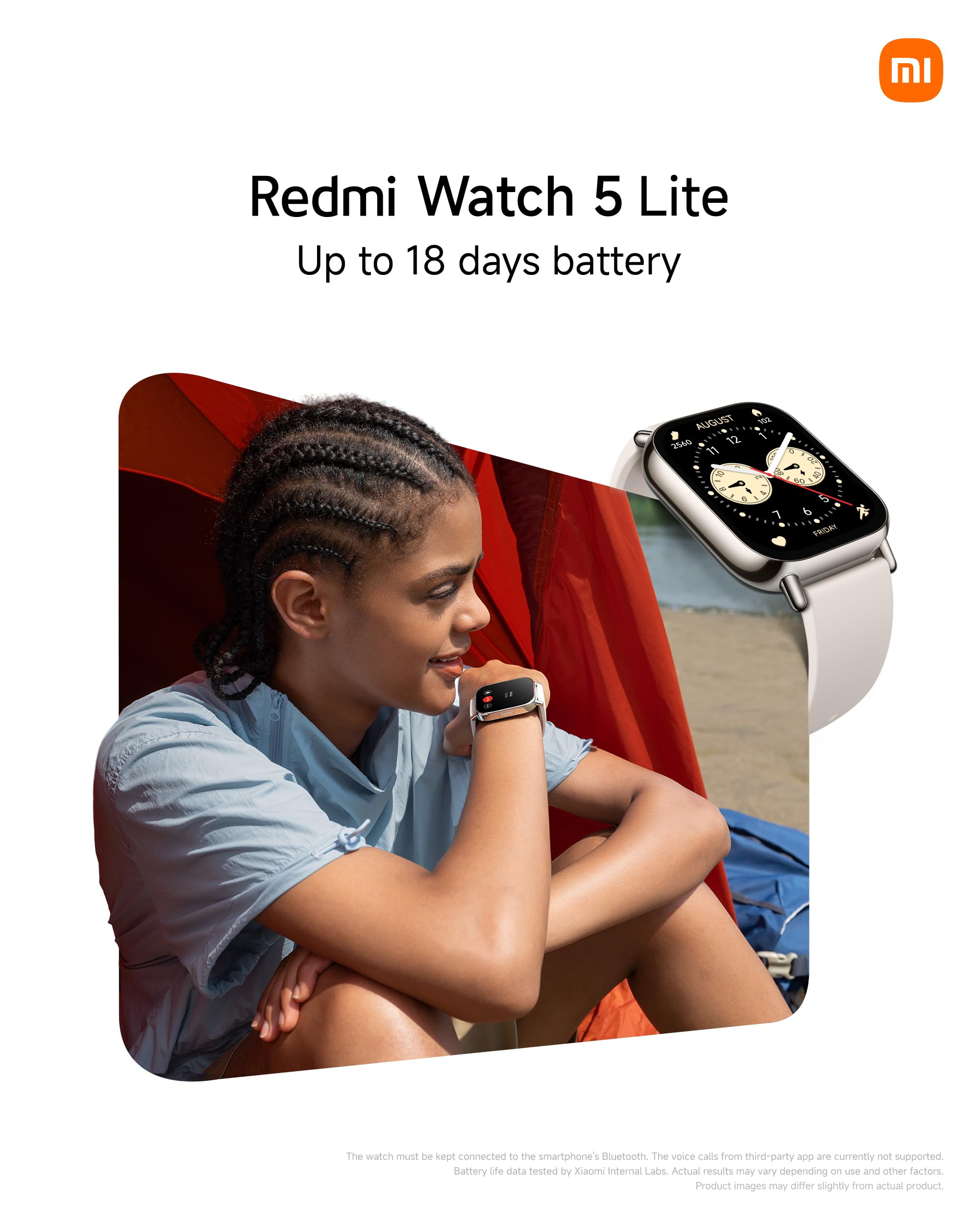 Xiaomi Redmi Watch 5 Lite Smartwatch, 1.96 Inch AMOLED Display, 18 Day Battery, 150+ Sports Modes, Built-in GPS, Heart Rate Tracking, 5ATM Waterproof,