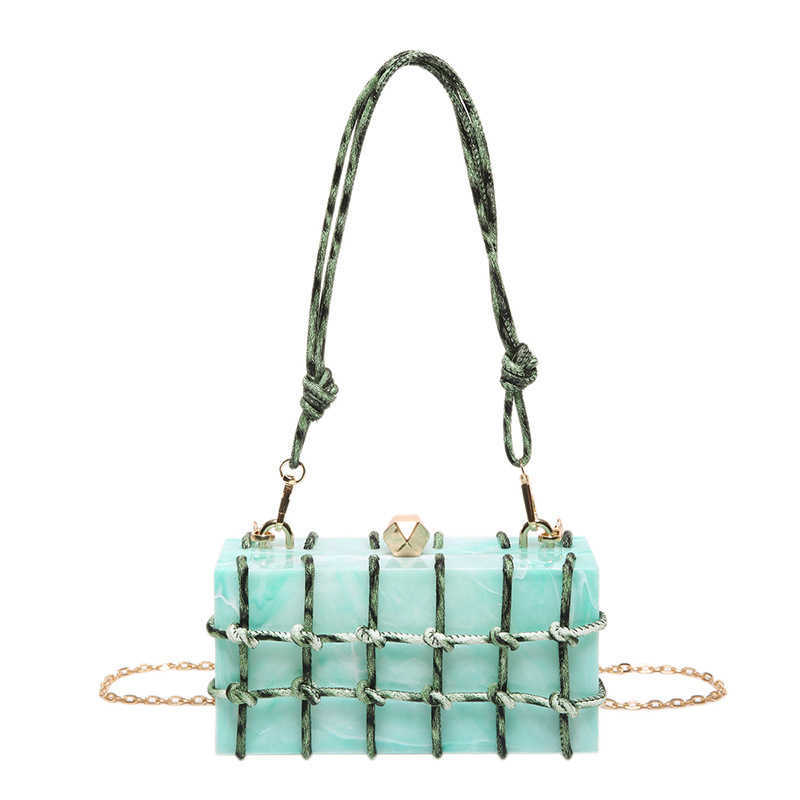 Acrylic Box Bag Fashionable Knitted Single Shoulder Women's White Crossover Banquet Bag 241115