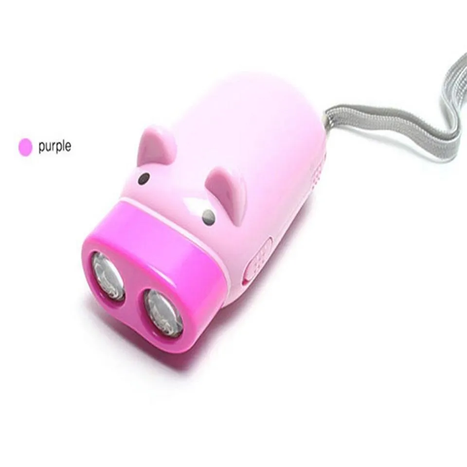 pressure rechargeable mini flashlight kids toy lighting pocket torch piggy design with 3 led advertising gift 11 LL
