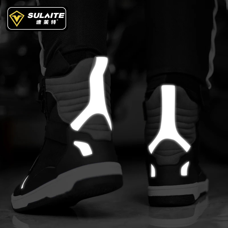 Mens motorcycle boots breathable and anti fall rider road racing casual shoes boots gear shifting rubber sole reflective motorcycle shoes 241105