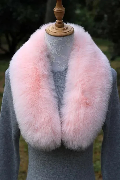 Artificial fox fur collar scarf super fluffy thick fur scarf purple rose red packaging boys winter clothing accessories 241106