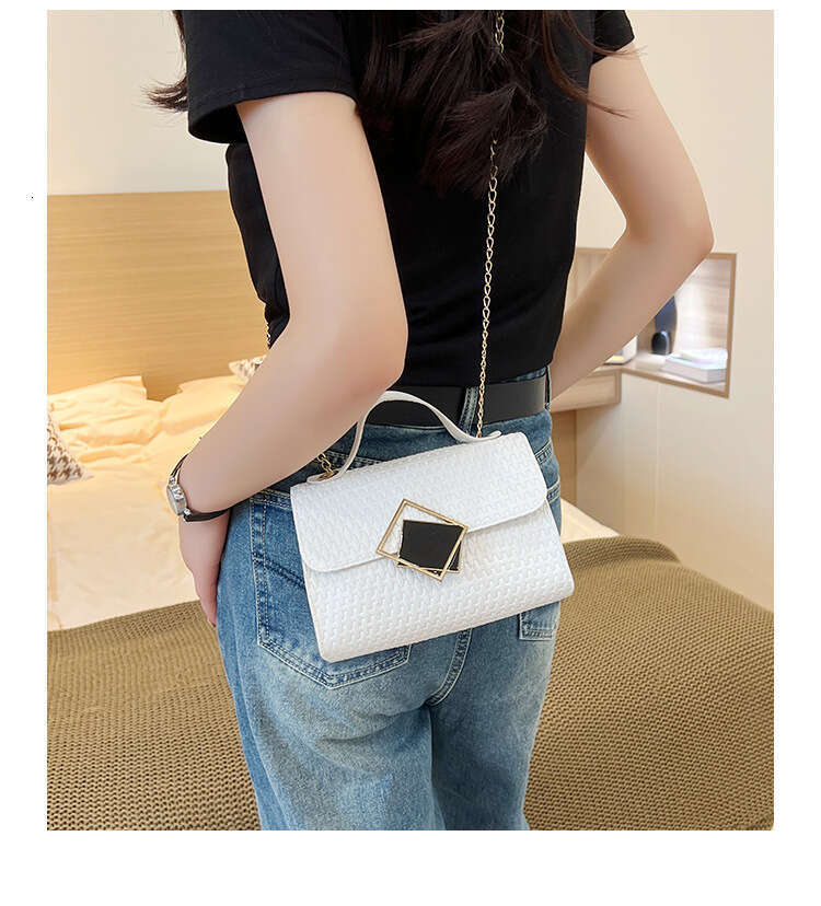 Designer Bag Women's Bag Square Block Lock Buckle Single Shoulder Square Chain Stripe Embossed Casual Simple Handheld Diagonal Straddle Bag