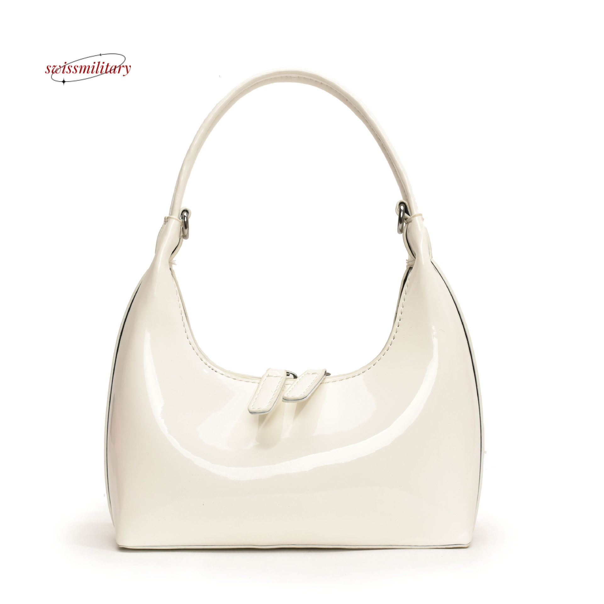 Korean ins women's armpit 2024 new niche design patent leather glossy shoulder bag high-end handbag #28 swissmilitary