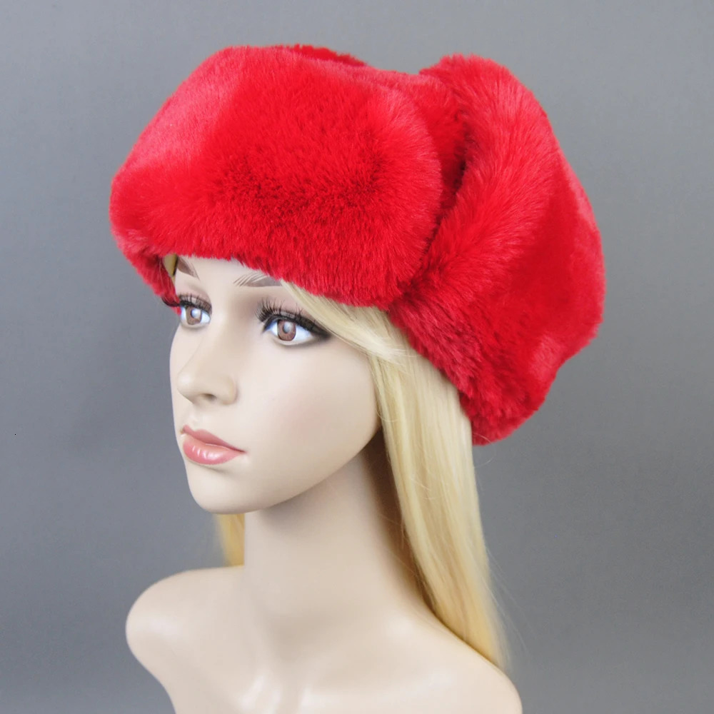 Womens bomber hat pilot cavalry hat mens artificial cashmere hat Russian Ushanka earmuffs winter ski hat 241106
