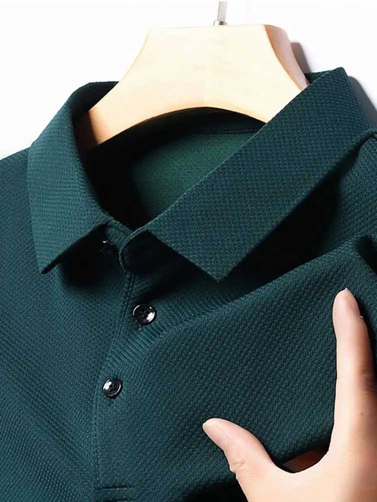 100% pure cotton mens long Sve T-shirt dad collar loose casual T-shirt work clothes for spring and summer 2023 new item W241106