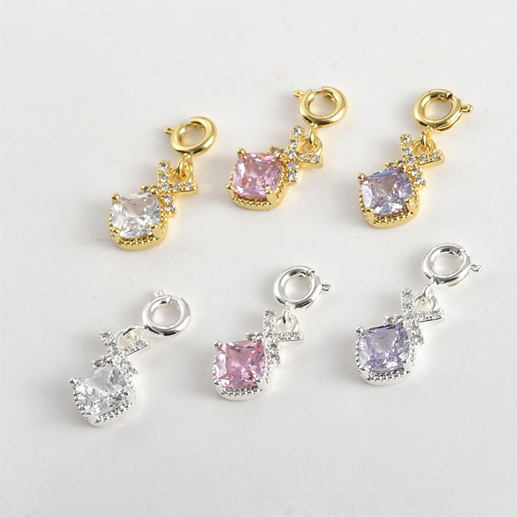 Elegant Copper Accenture Pendants Featuring Spring Closures pink A pack of a hundred 100/ packet