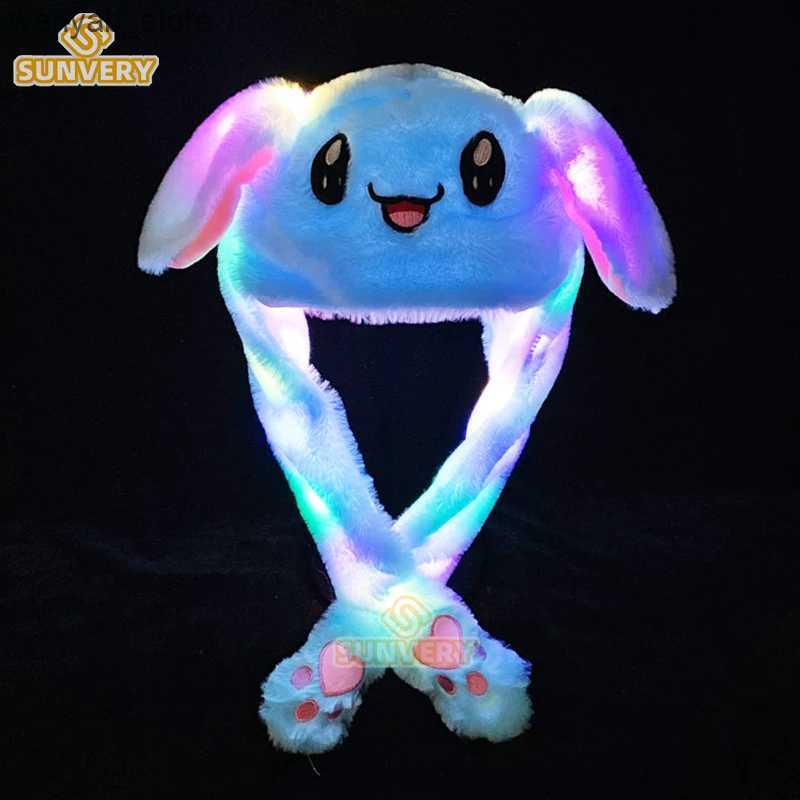 Wide Brim Hats Bucket Hats Glowing Plush Ear Moving Jumping Rabbit Hat Funny Glowing Ear Moving Bunny Hat Cosplay Christmas Party Hat 5-18 Years and A