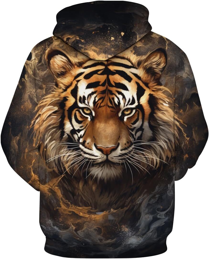 Hoodie for Mens Womens Mens Novelty Tiger Pattern Hoodies 3D Printed Sweatshirt Pullover with Pocket Graphic Hoodies sweatshirt Pullover Long Sleeve M