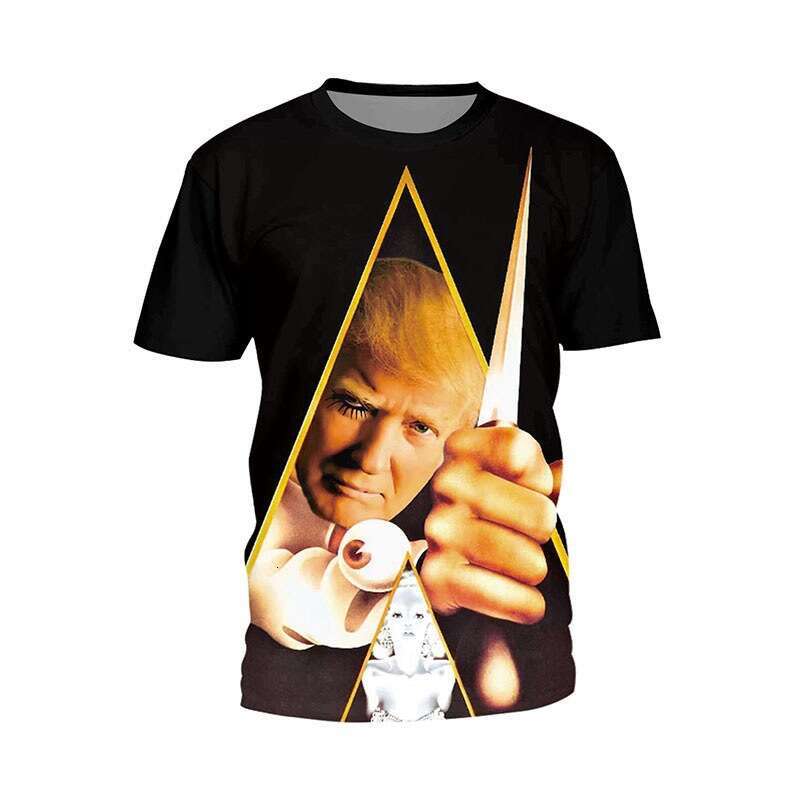 shanshi mens designer t shirt 2024 Summer Short sleeved Trump T-shirt Digital Printed Round Neck Men's and Women's Top