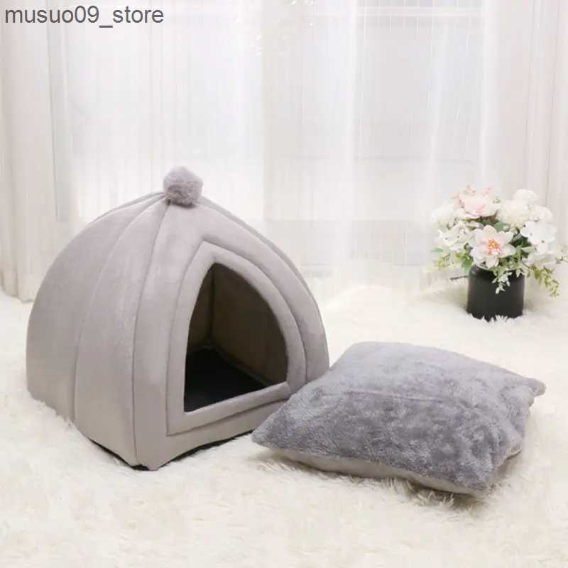 kennels pens Autumn and winter deep sleep cat bed with mat pet tent comfortable cave nest indoor sleep basket small dog house pet supplies L240910
