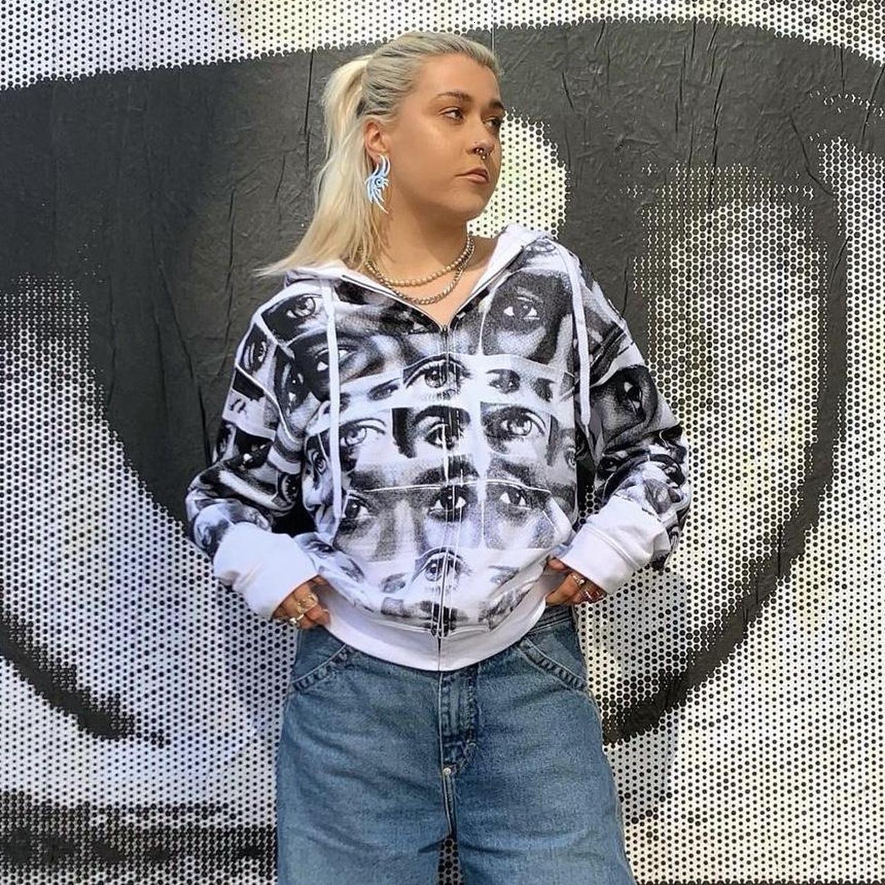 New autumn and winter styles Y2K eye pattern patchwork printed hoodie casual women's top designer trendy hoodie