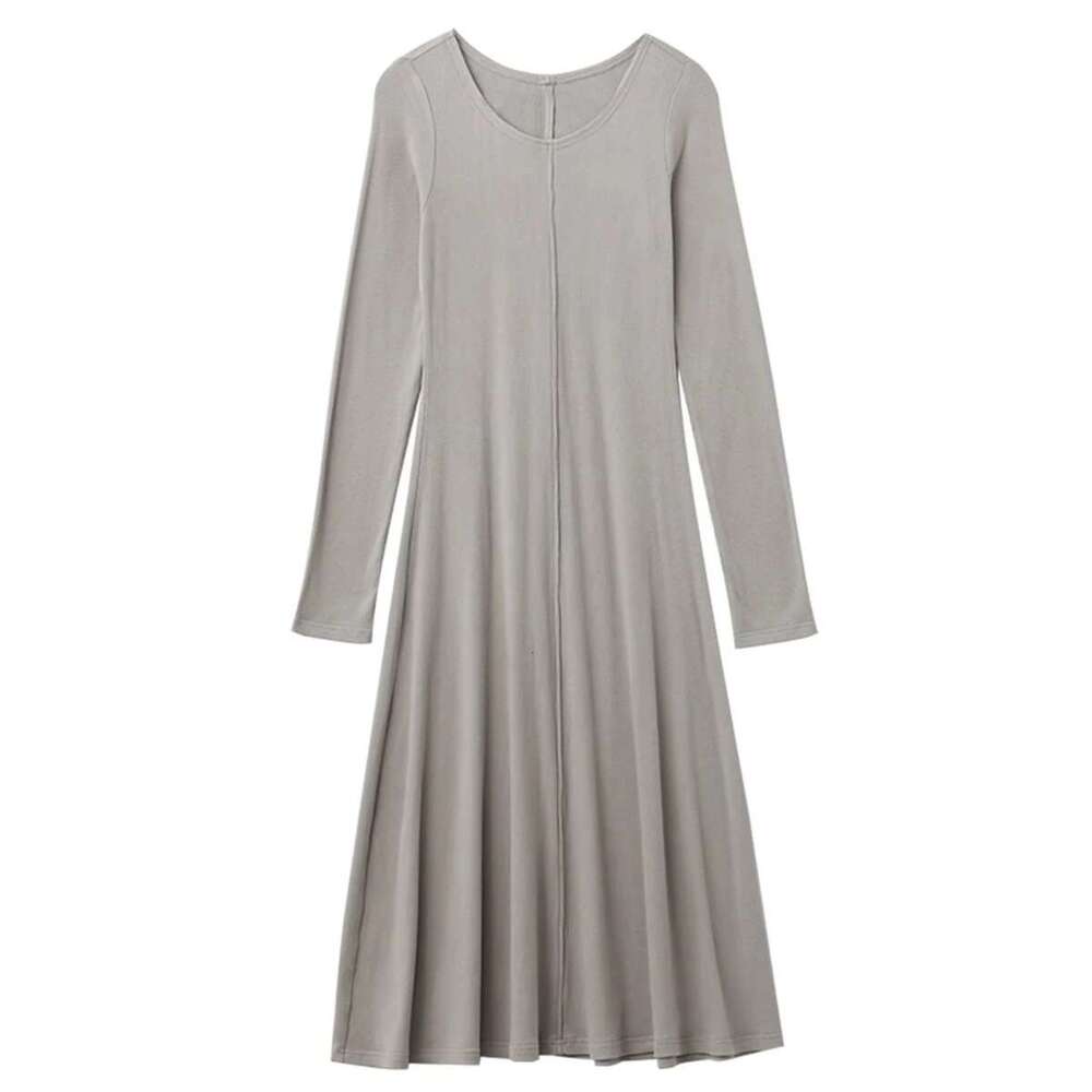 CHIC VEN Korean Women Dresses Solid Sleeve New Round Neck Long Dress A E Bottom Skirt Autumn Spring 2023