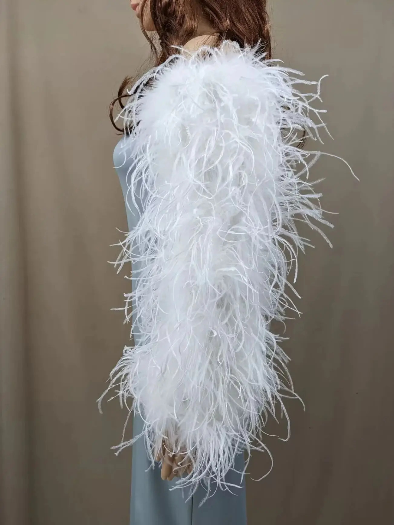 Ostrich Feather Arm Sleeve fluffy long sleeved elegant fur natural party wedding bride 1 pair 241106