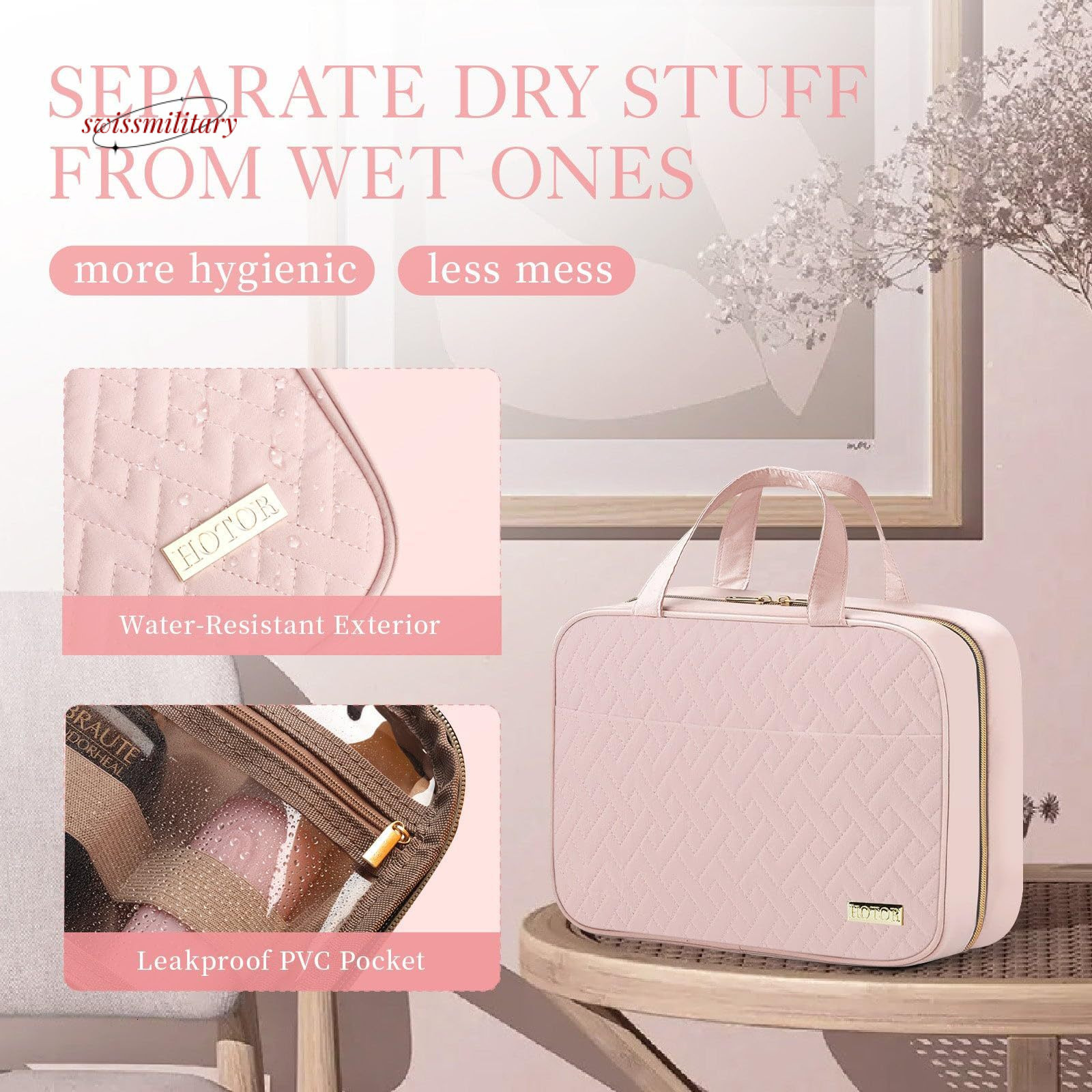 Professional bag with hooks, spacious makeup bag, travel toiletry set, fashionable #32 swissmilitary
