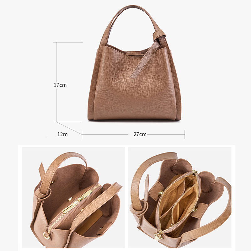 Cowhide Women's Bag New Large Capacity Women Crossbody Shoulder Bags Fashion Genuine Leather Female Handbags Check Style