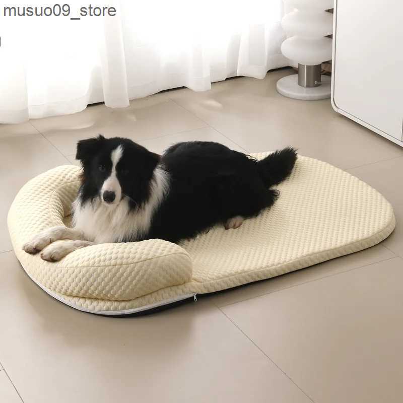 kennels pens Removable summer dog bed ice silk cooling pet pad foam sleeping sofa dog kennel summer cooling fabric dog cat bed pet pad L240910