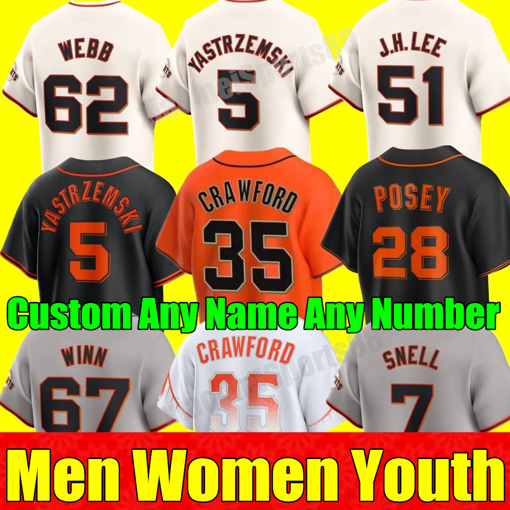 2024 Custom S-4XL Jung Hoo Lee Baseball Jersey Flores San Francisco David Villar Webb Conforto Estrada LaMonte Wade Jr. Sabol Giants Yastrzemski Posey Men Women Youth