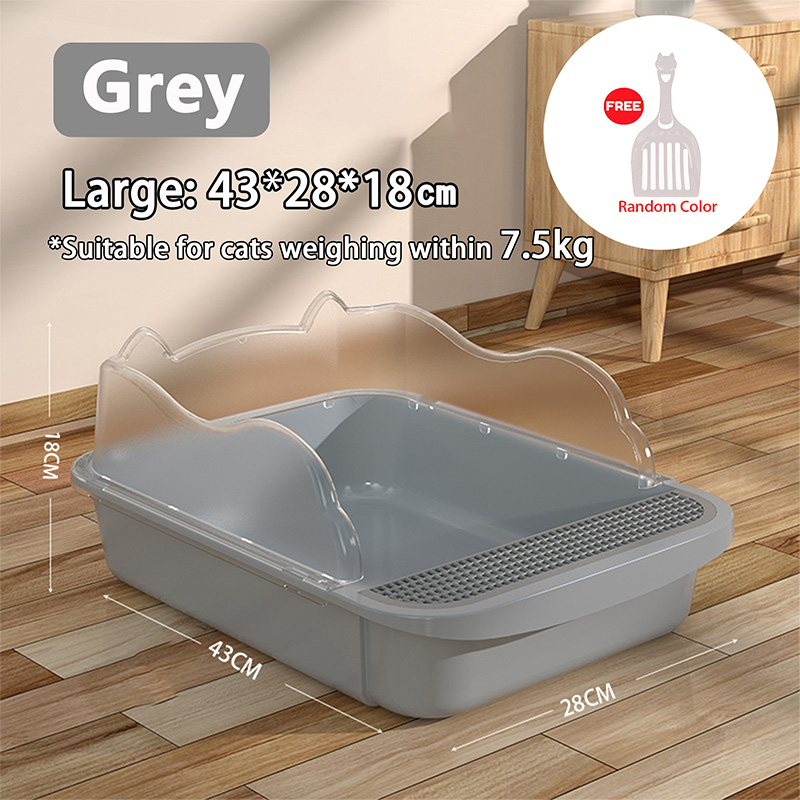 Open Cat Litter Box with High Side,Anti-Splashing Cats Litters Pan,Kiten Toilet with Litter Sifting Scoop,Semi-Enclosed Removabl