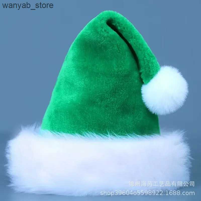 Wide Brim Hats Bucket Hats Red Blue Green Black Adult Childrens Thick Plush Christmas Hat 2023 Noel Merry Christmas Decor Gift Hat Happy New Year 2024