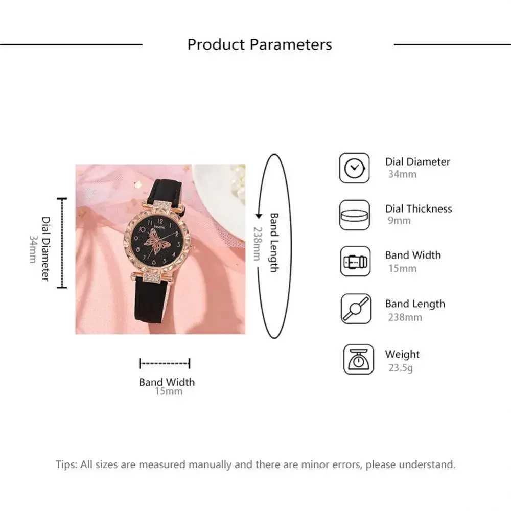 1/2PCS thermometer set quartz watch luxury crystal rhinestone pearl quartz watch bracelet set no box X241106