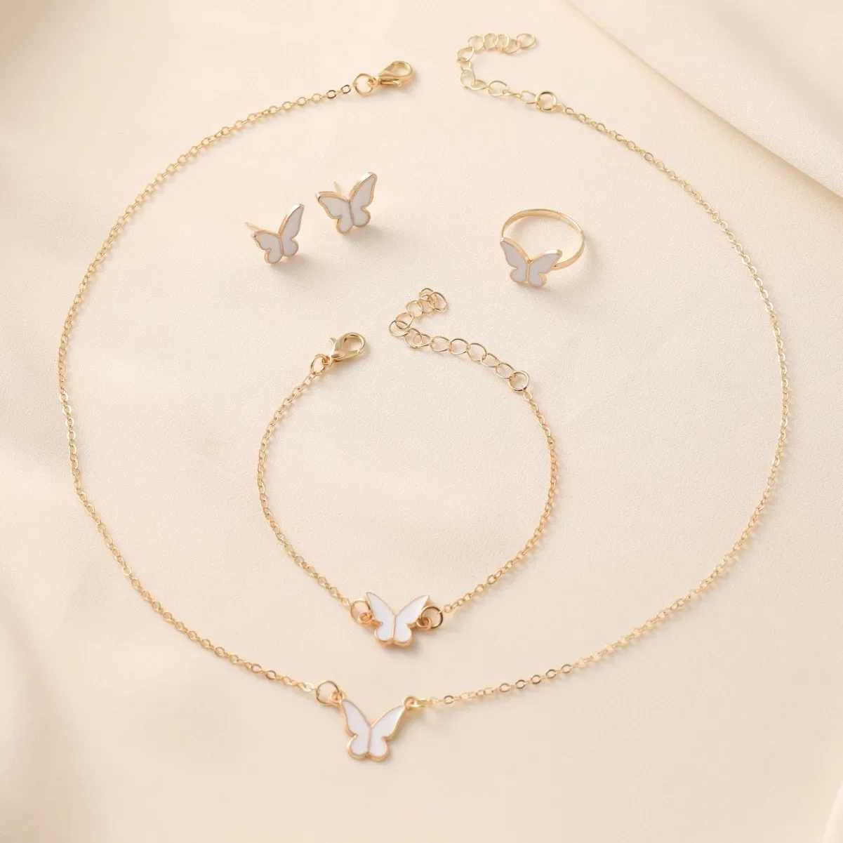 5-piece jewelry set pendant necklace earring ring bracelet set for bridal wedding jewelry gift X241106