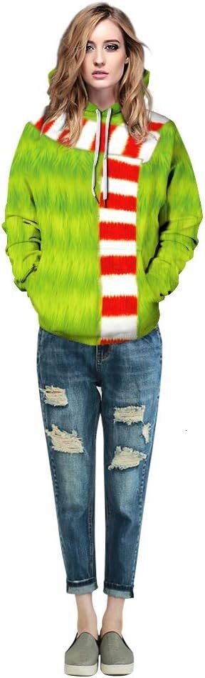 Hoodie for Mens Womens Couple Cute 3D Santa Print Ugly Christmas Kangaroo Pocket Sweatshirt Hoodies Pullover Graphic Hoodies sweatshirt Cool and trend