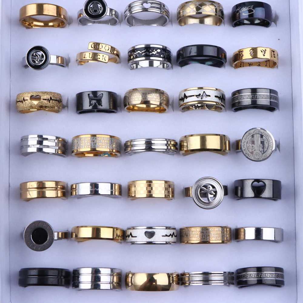 10 pieces/batch of fashionable classic striped stainless steel jewelry rings zircon crystal rotating punk pointed suitable for Wens mens gift mix styl