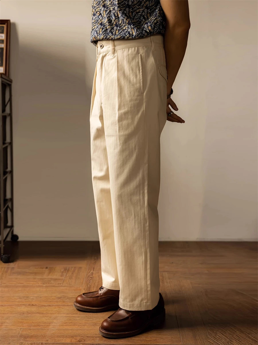 Red Tornado HBT Officers Trousers High Rise Wide Leg Pleated Pants Straight Fit 241104