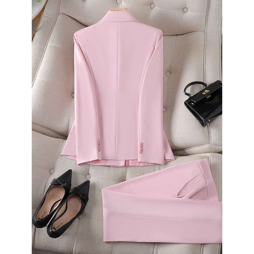 Women's Winter Retro Casual Irregular Jacket Commuting Solid Double Breasted Suit Half Skirt Two-Piece Set