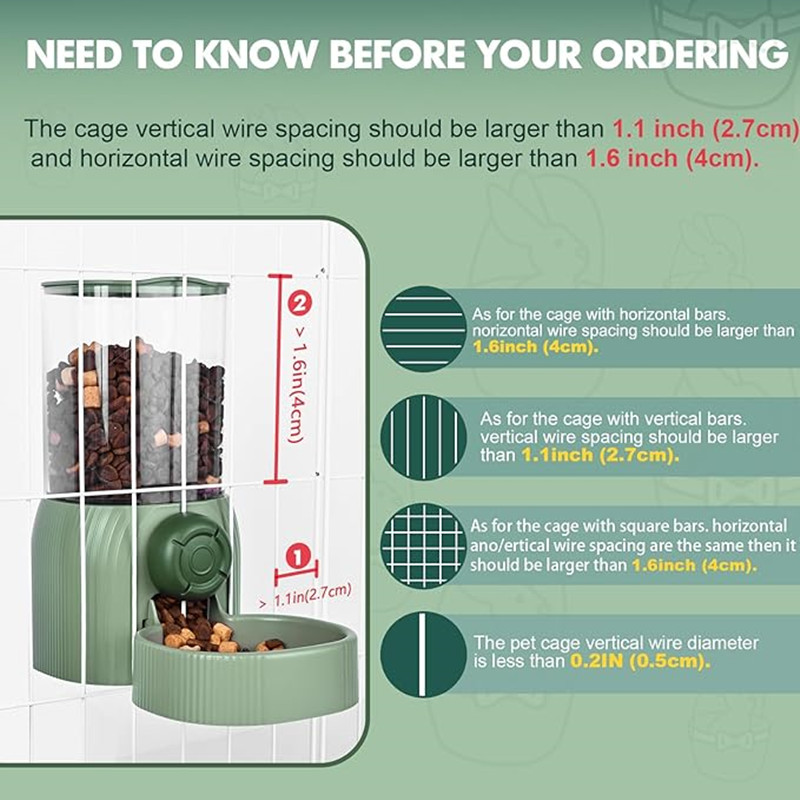 Hanging Automatic Pet Food Water Dispenser, Auto Gravity Rabbit Feeder and Waterer Set, Cage Cat Food Bowl