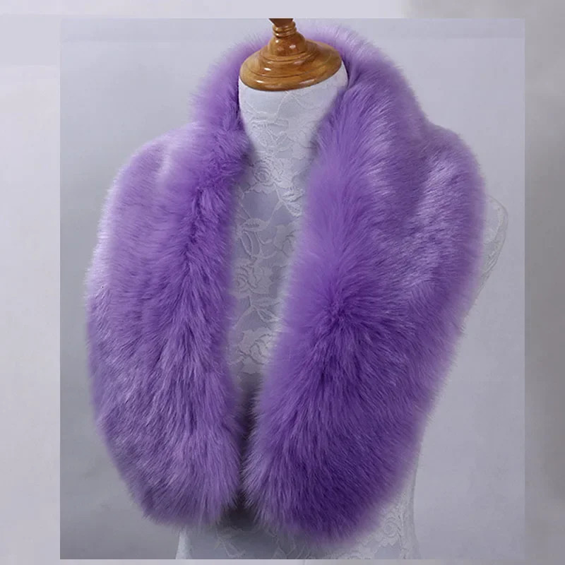 Artificial fox fur collar scarf super fluffy thick fur scarf purple rose red packaging boys winter clothing accessories 241106