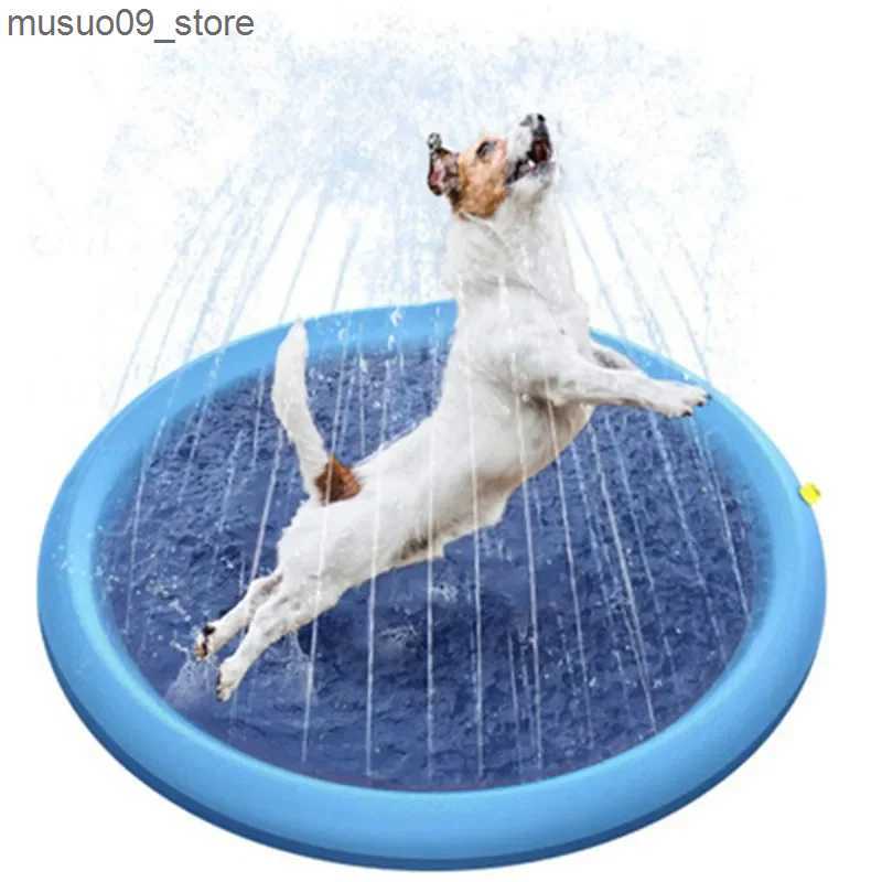 kennels pens 100/150/200cm Summer Pet Swimming Pool Inflatable Water Slide Pad Game Cooling Pad Outdoor Interactive Fountain Toy L240910