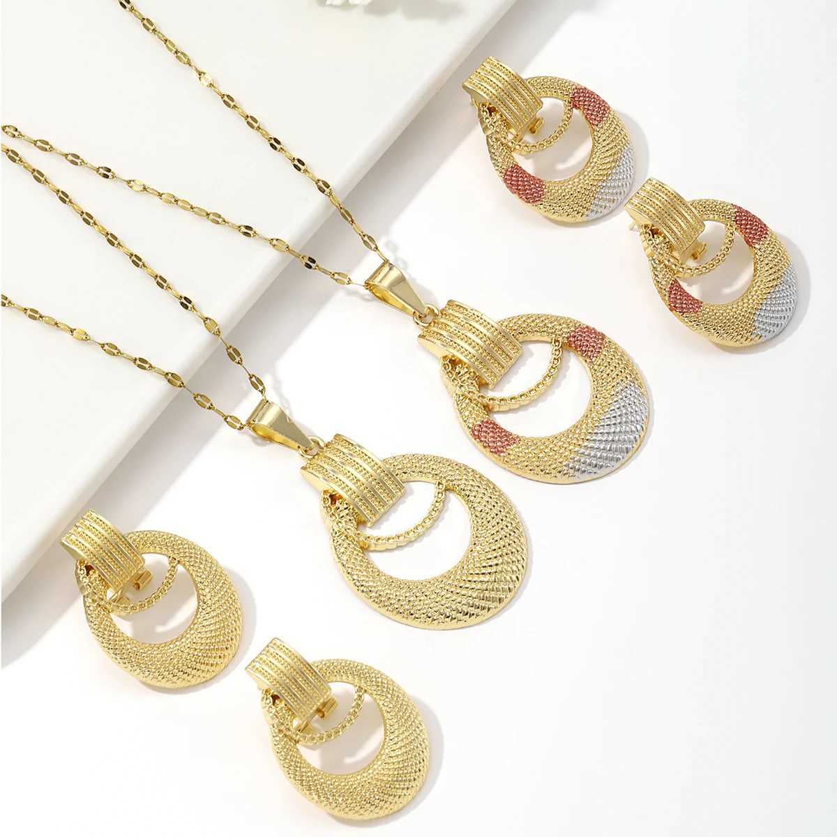 Exquisite stainless steel chain Geely pendant necklace stud earrings for Wen Fashion Party jewelry set accessories X241106