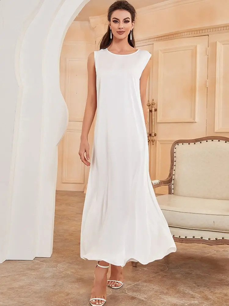 White Ramadan African Dresses Islamic Clothing For Women Dubai Abaya Turkey Arabic Muslim Dress Robe Musulmane Femme Vestidos 240403