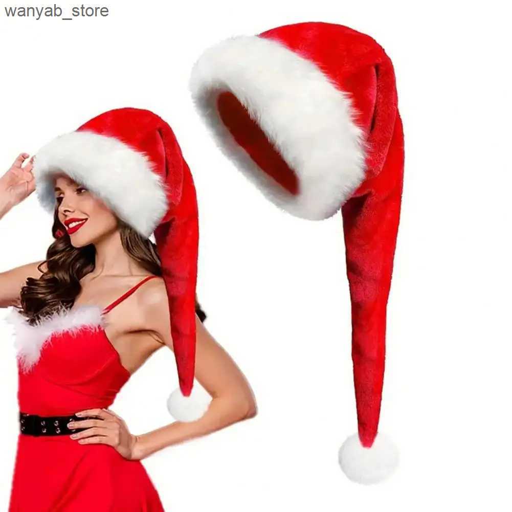 Wide Brim Hats Bucket Hats Adult Size Santa Hat Winter Warm Santa Hat for Adults Long Xmas Velvet Costume for Christmas Parties Stage Performance Keep