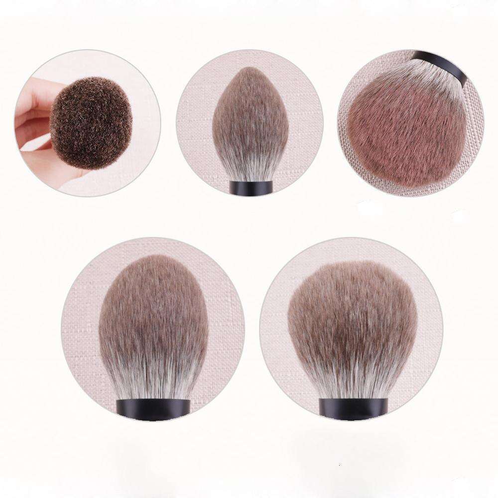Q2-19 Professional Handmade Makeup Brushes Snow Fox Hair Large Flat Face Powder Ebony Handle Cosmetic Tools Make Up Brush