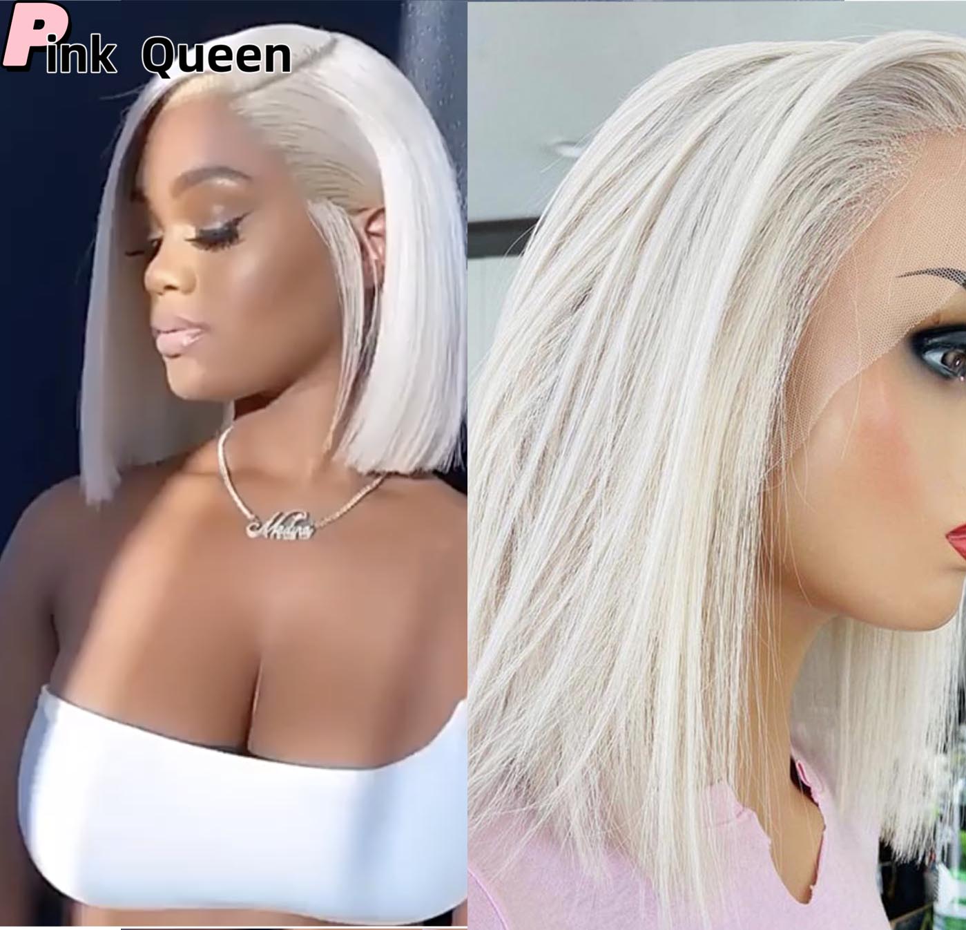 13*2.5 Lace front wig straight white hair synthetic lace Natural hairline crochet hairpiece cosplay girl wigs bobo synthetic lace wig handimplantes ha